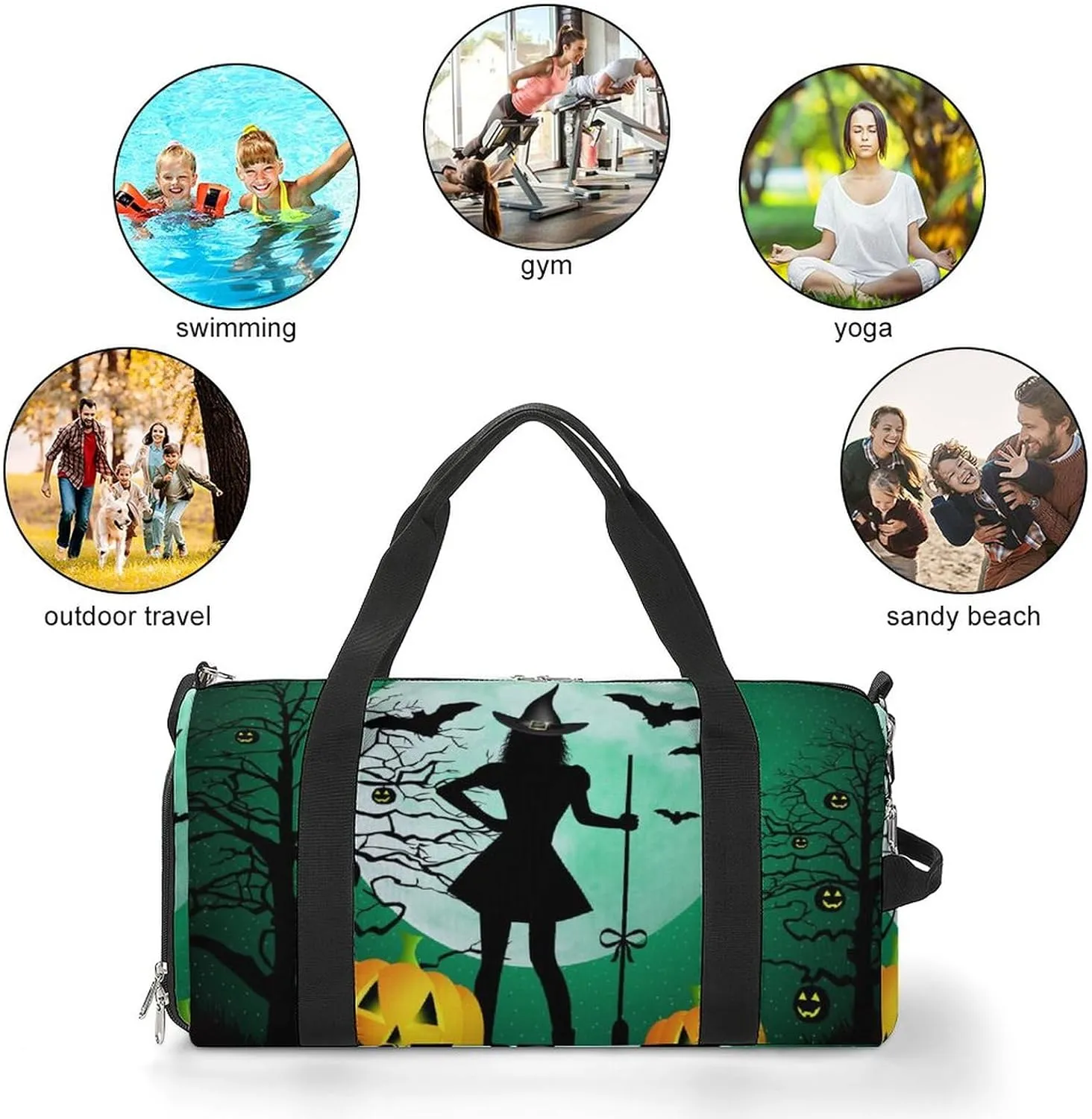 Happy Halloweens Sports Tote Gym Bag for Women Men, Overnight Bag with Shoe Compartment Water Resistant