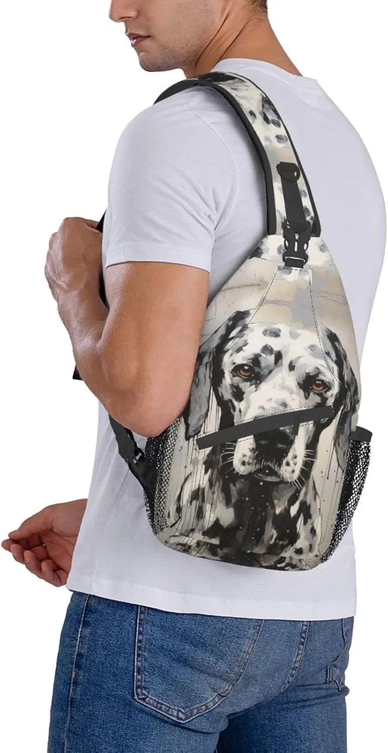 Harlequin Great Dane Outdoor Crossbody Shoulder Bag For Unisex Young Adult Hiking Sling Backpack