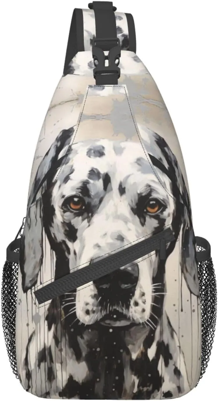 Harlequin Great Dane Outdoor Crossbody Shoulder Bag For Unisex Young Adult Hiking Sling Backpack