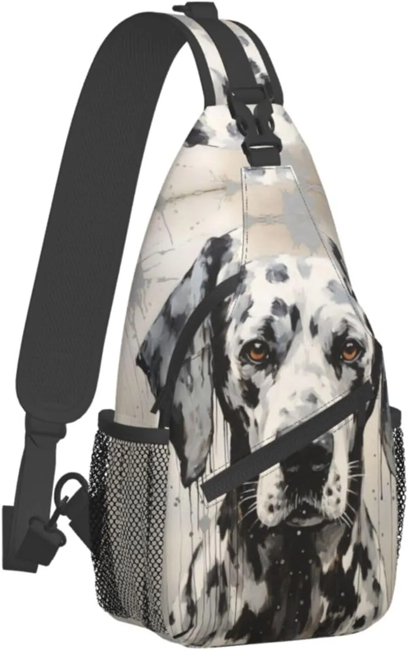 Harlequin Great Dane Outdoor Crossbody Shoulder Bag For Unisex Young Adult Hiking Sling Backpack