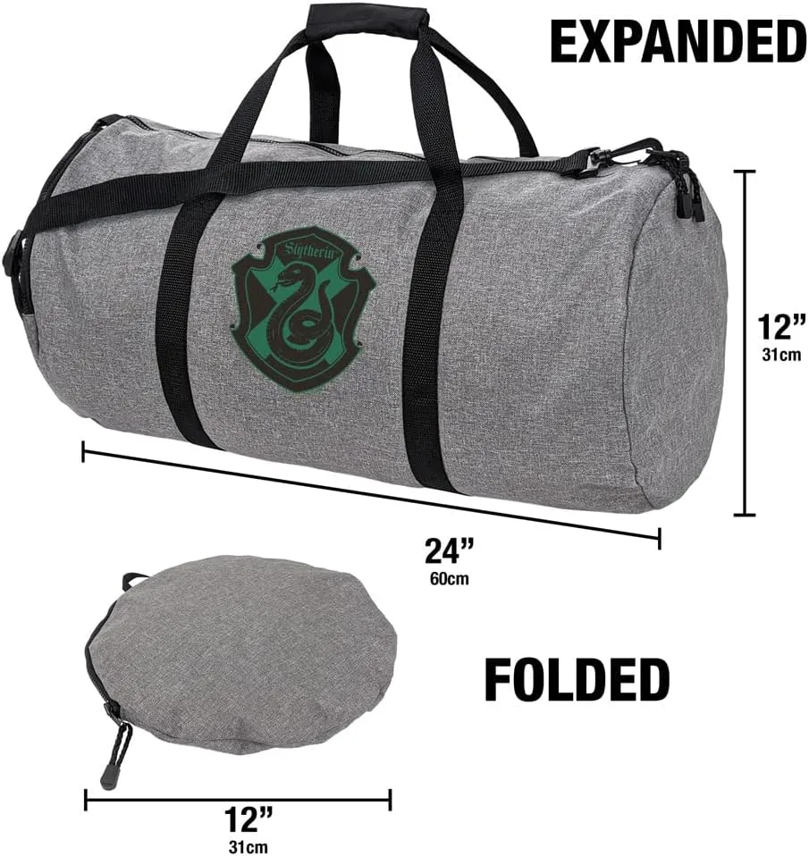 Harry Potter Slytherin Plaid Sigil Lightweight Duffel Bag for Sports and Gym Packable for Travel