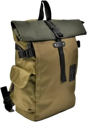 Harvest Label 2-Tone Rolltop Backpack - Desert Olive Casual Sports Everyday Outdoor Dypack