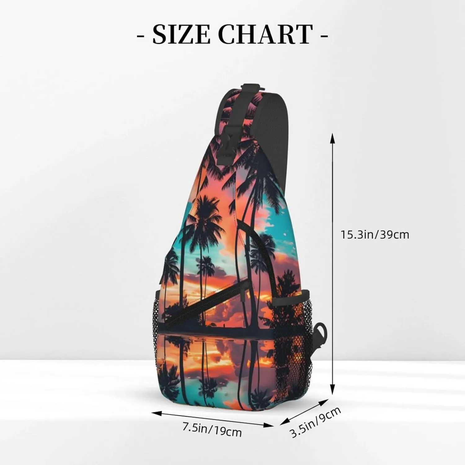 Hawaii Chest Sling Bag Tropical Palm Leaves Crossbody Shoulder Backpack Adjustable Travel Hiking Casual Daypack