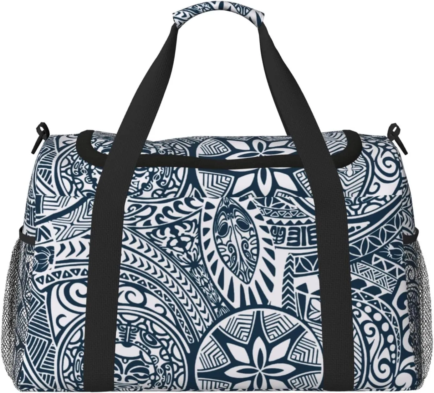 Hawaiian Polynesian Teal Tribal Travel Duffel Bag Man'S Woman'S Luggage Bag For Travel Gym Weekend Carry On Bag