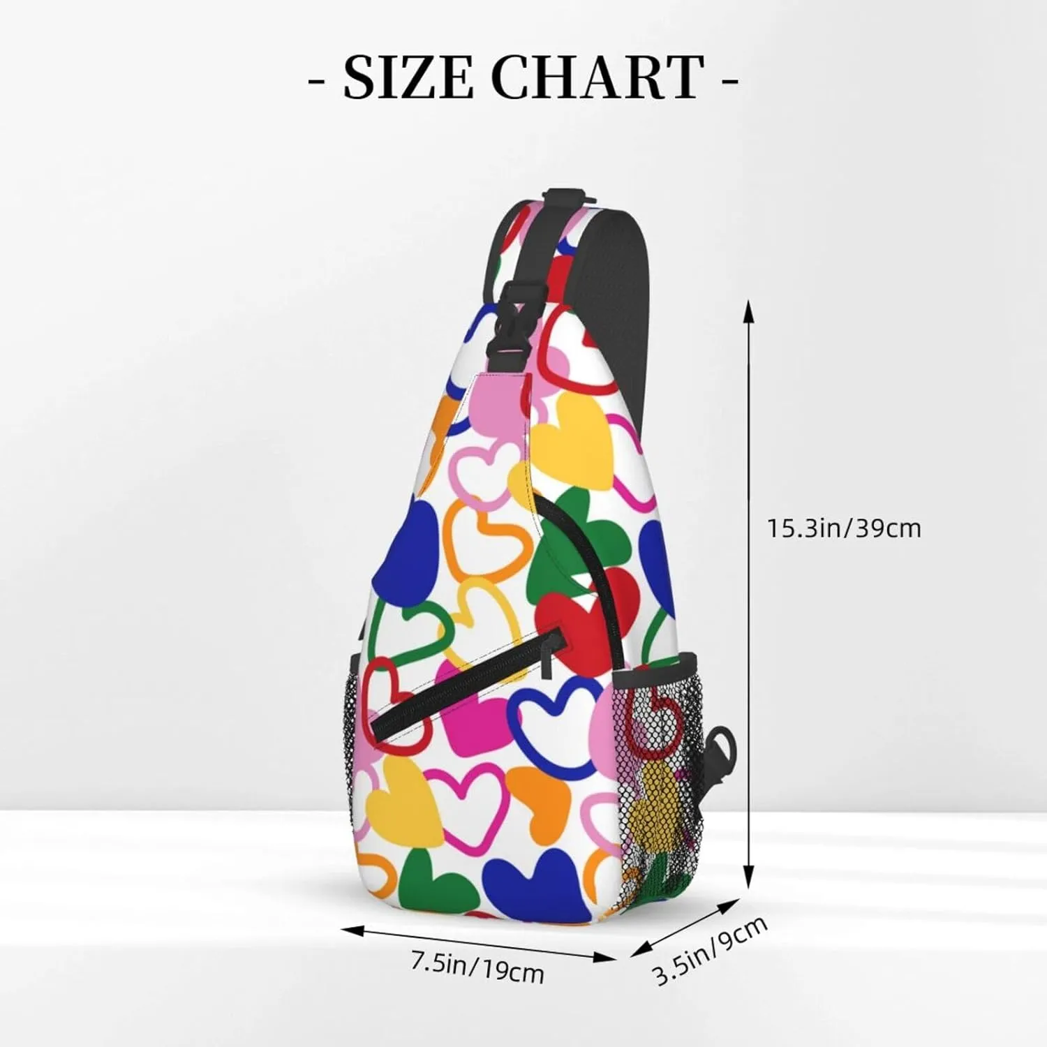 Heart Crossbody Sling Backpack Sling Bag Adjustable Chest Shoulder Daypack For Women Men