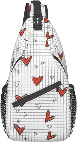 Heart Shoulder Bag Cute Sling Backpack Daypack Casual Valentines Day Bag Womens Backpack Bag