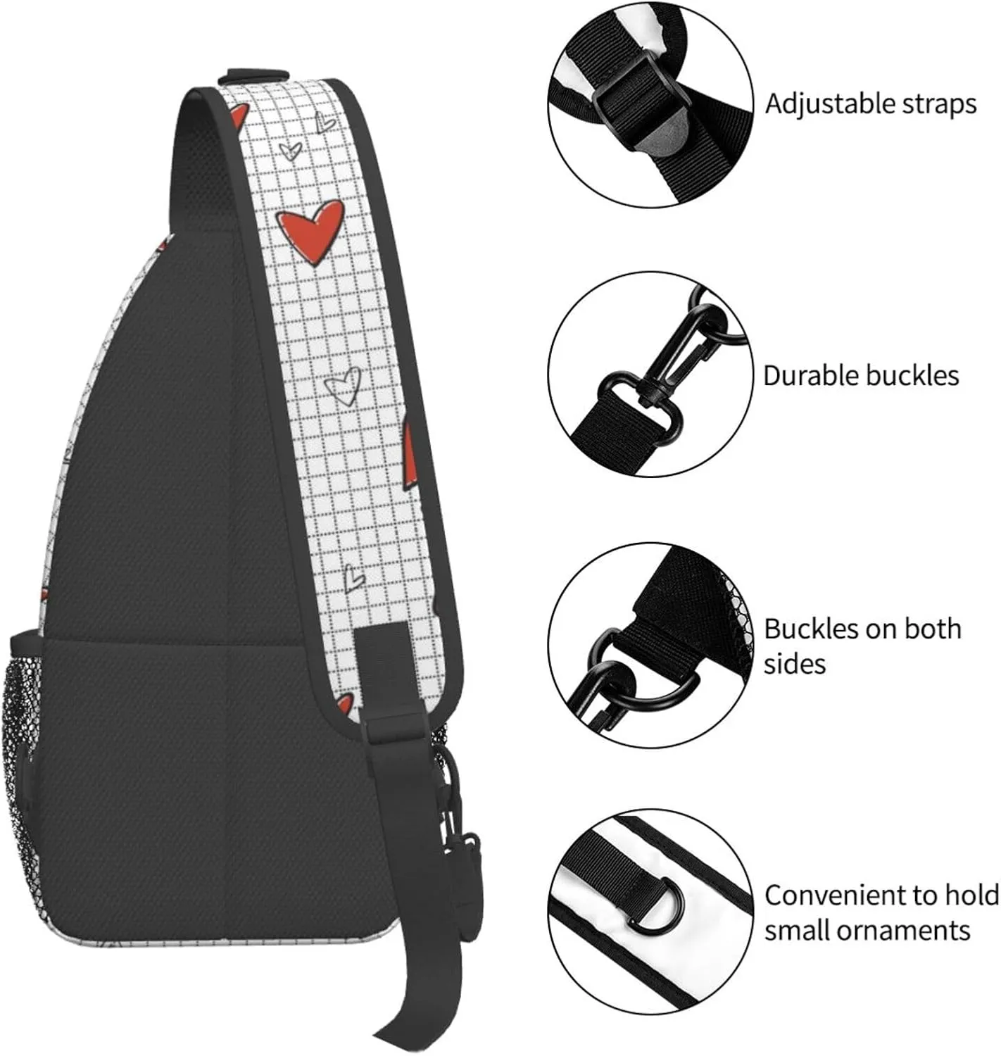 Heart Shoulder Bag Cute Sling Backpack Daypack Casual Valentines Day Bag Womens Backpack Bag