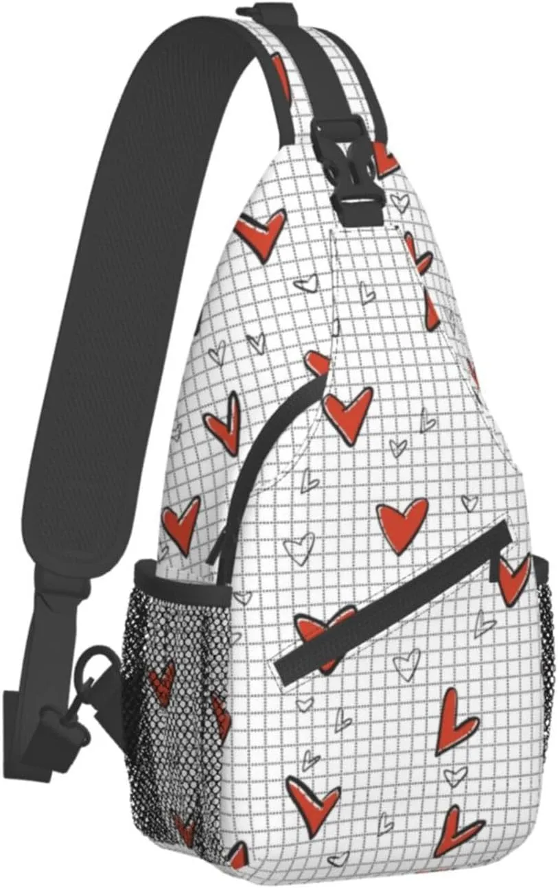 Heart Shoulder Bag Cute Sling Backpack Daypack Casual Valentines Day Bag Womens Backpack Bag