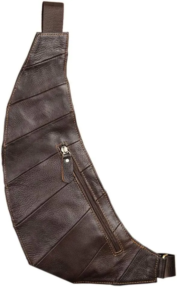 Hebetag Leather Sling Bag Crossbody Backpack for Men Women Travel Outdoor Camping