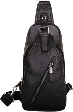 Hebetag Leather Sling Bag Crossbody Backpack for Men Women Travel Outdoor Camping
