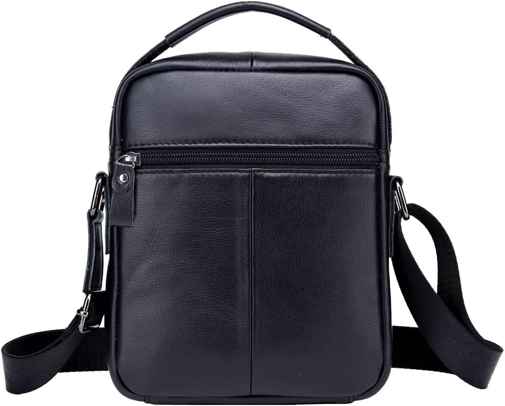 Hebetag Small Leather Shoulder Bag Crossbody Pack for Men Outdoor Travel Business