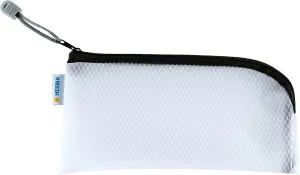 Herma 20020 Zip Cosmetic Bag, transparent (23 x 11 cm) small zippered travel pouch for mobile phone, charging cable, cosmetics, pens, keys, clear toiletry bag with zipper in black