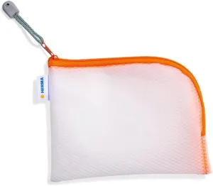 HERMA 20028 Zip Pocket Travel Case A6 Transparent Orange Small Lockable Clear Pocket with Zip, Toiletry Bag for Mobile Phone, Charging Cable, Cosmetics, Pens, Keys