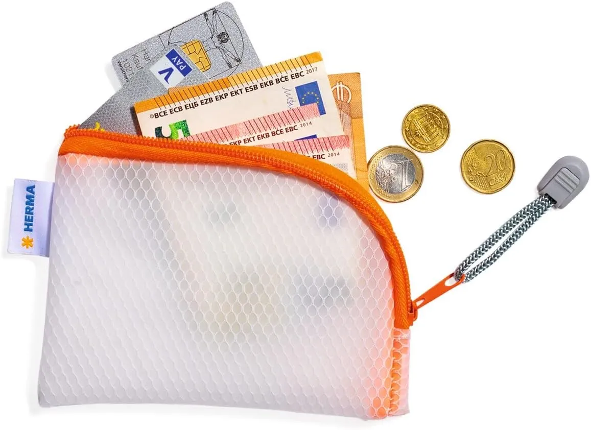 HERMA Zip Pocket, Orange, 14 x 11 cm