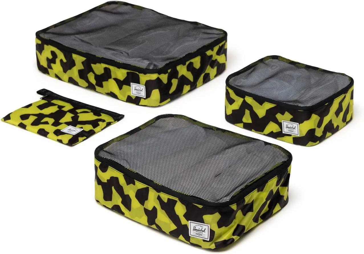 Herschel Supply Co. Kyoto Packing Cubes, Shadow Pixel Lime Punch, Standard, 7.2L