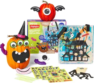 Highlights for Children Halloween Craft Collection for Kids Ages 3 , Customize a Glow-in-The-Dark Trick-or-Treat Tote Bag, Decorate Pumpkins, Includes 150  Stickers, 6 Glow Sticks and More