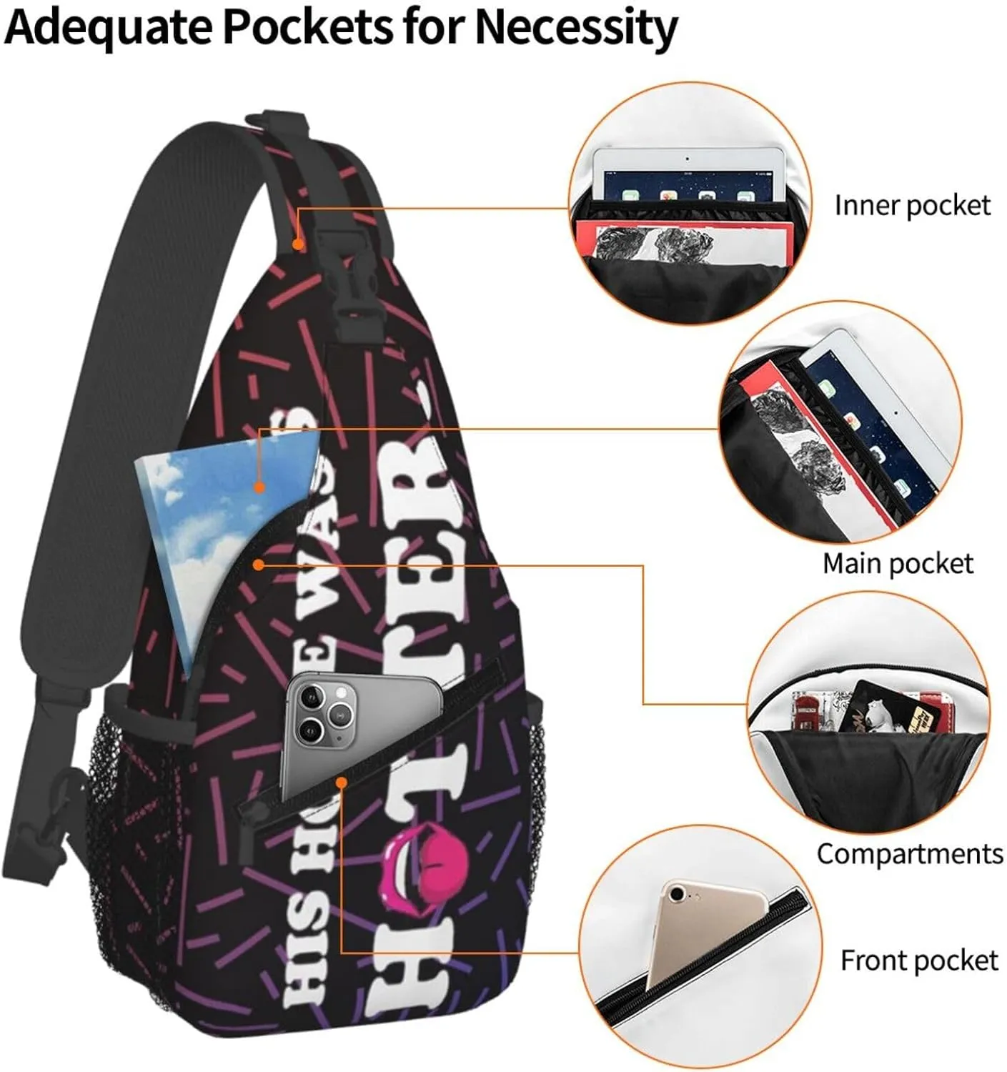 His Homie Was Hotter Crossbody Backpack For Men Women Sling Shoulder Dachshunds Dog Chest Bag Lightweight One Strap Multipurpose Travel Hiking Daypack