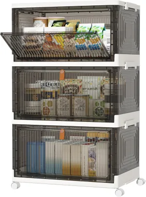 HOMIDEC Closet Organizers and Storage 70Qt 3 Pack Stackable Storage Bins with 1 Lid Closet Organizer Boxes for Clothes Foldable Storage Box for Clothes/Toys/Office Supplies/Snacks(Smoke Gray)