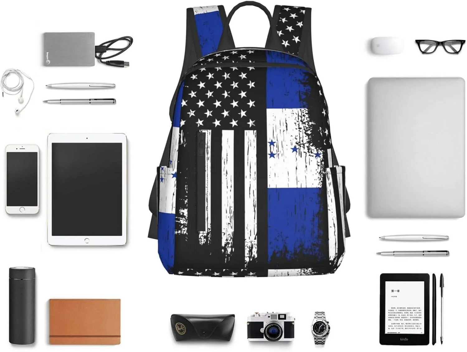 Honduran American Flag Pride Honduras Casual Backpacks Large Capacity Laptop Backpack Sports Fitness Rucksack Travel Carry-On Daypack Work Bag for Outdoor Camping