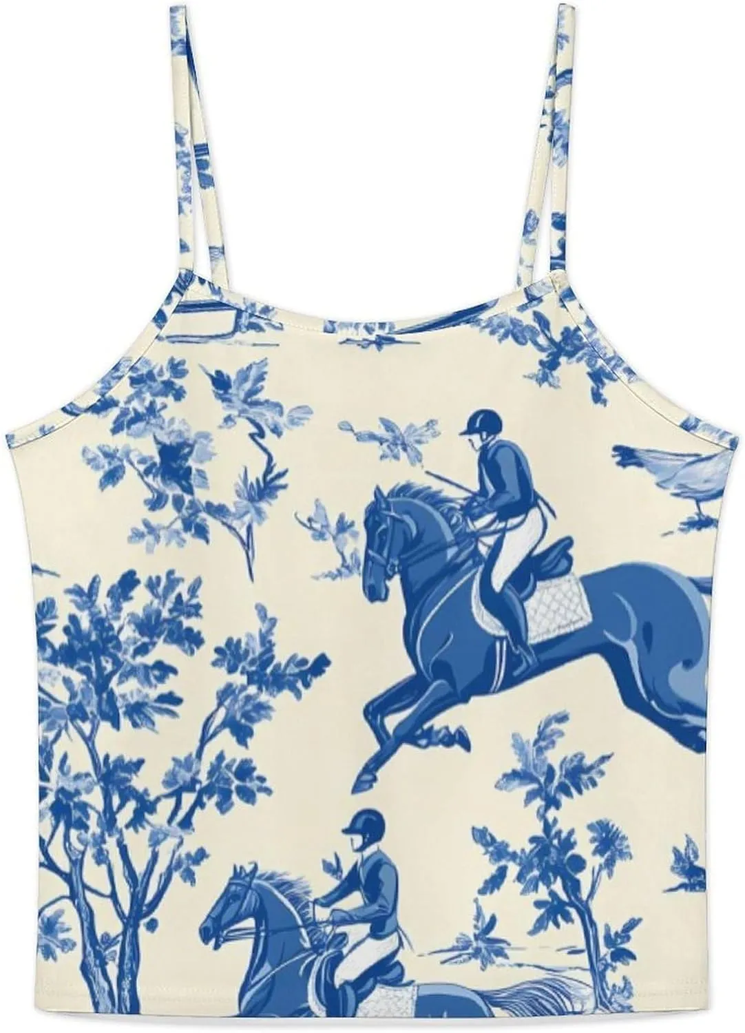 Horse Jumping Horsing Rider Women's Strap Pajama Set Silk Pajamas for Summer