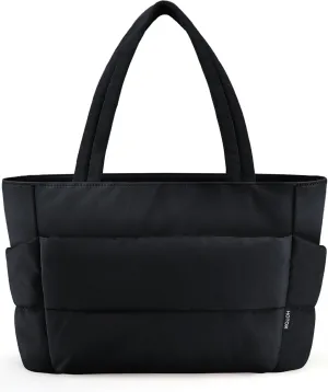 HOTOR Puffer Tote Bag for Women, Nurses - Multi-Pocket Lightweight Bag for Work - Quilted Handbag for Travel and Gym