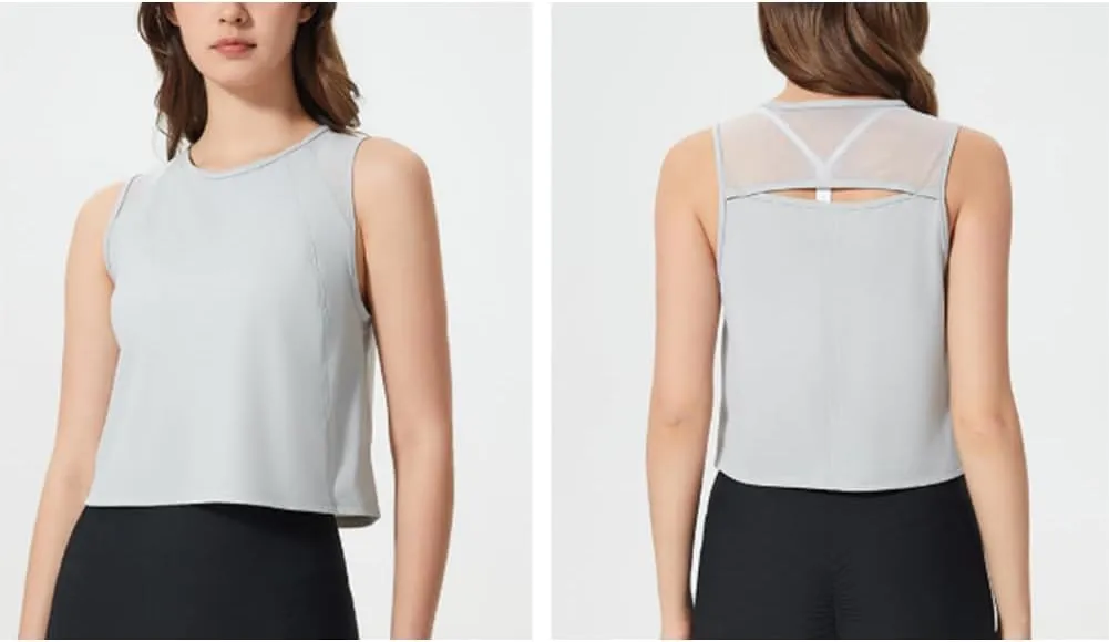 HSQSMWJ Women Sleeveless Vest Crop Short Sexy Back Open-air Speed Dry Breathable Sports Yoga Clothes