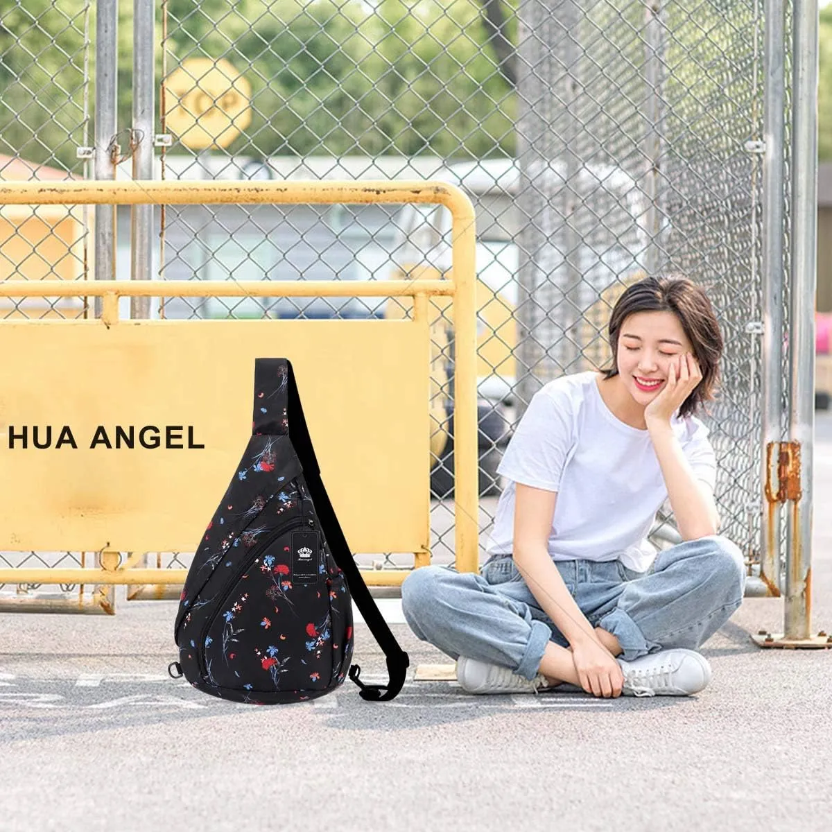 HUA ANGEL Crossbody Sling Bag for Men & Women Lightweight Waterproof Chest Shoulder Bag for Travel Hiking & Everyday Use