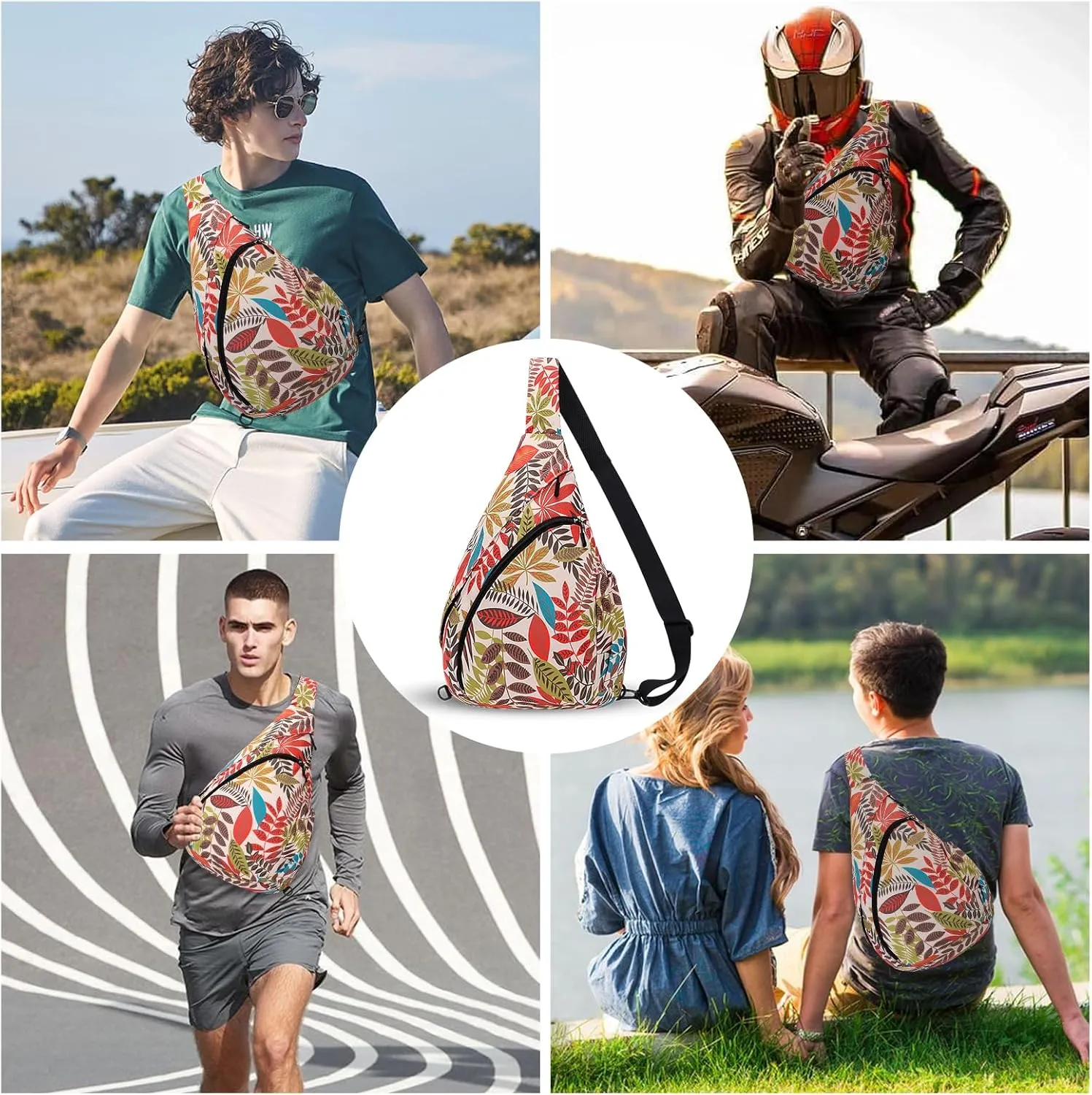 HUA ANGEL Crossbody Sling Bag for Men & Women Lightweight Waterproof Chest Shoulder Bag for Travel Hiking & Everyday Use