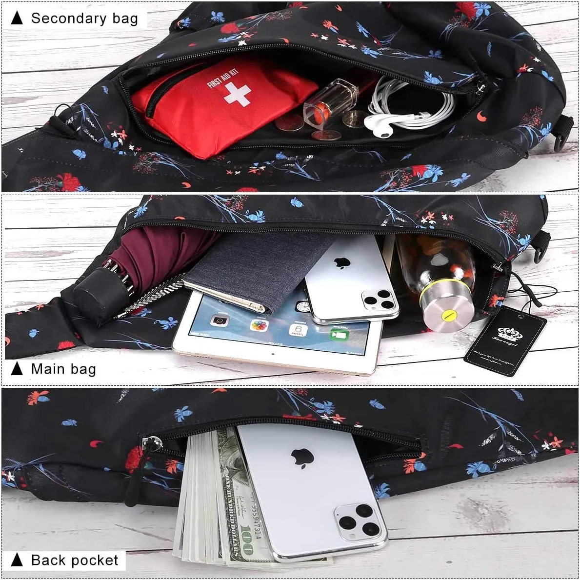 HUA ANGEL Crossbody Sling Bag for Men & Women Lightweight Waterproof Chest Shoulder Bag for Travel Hiking & Everyday Use