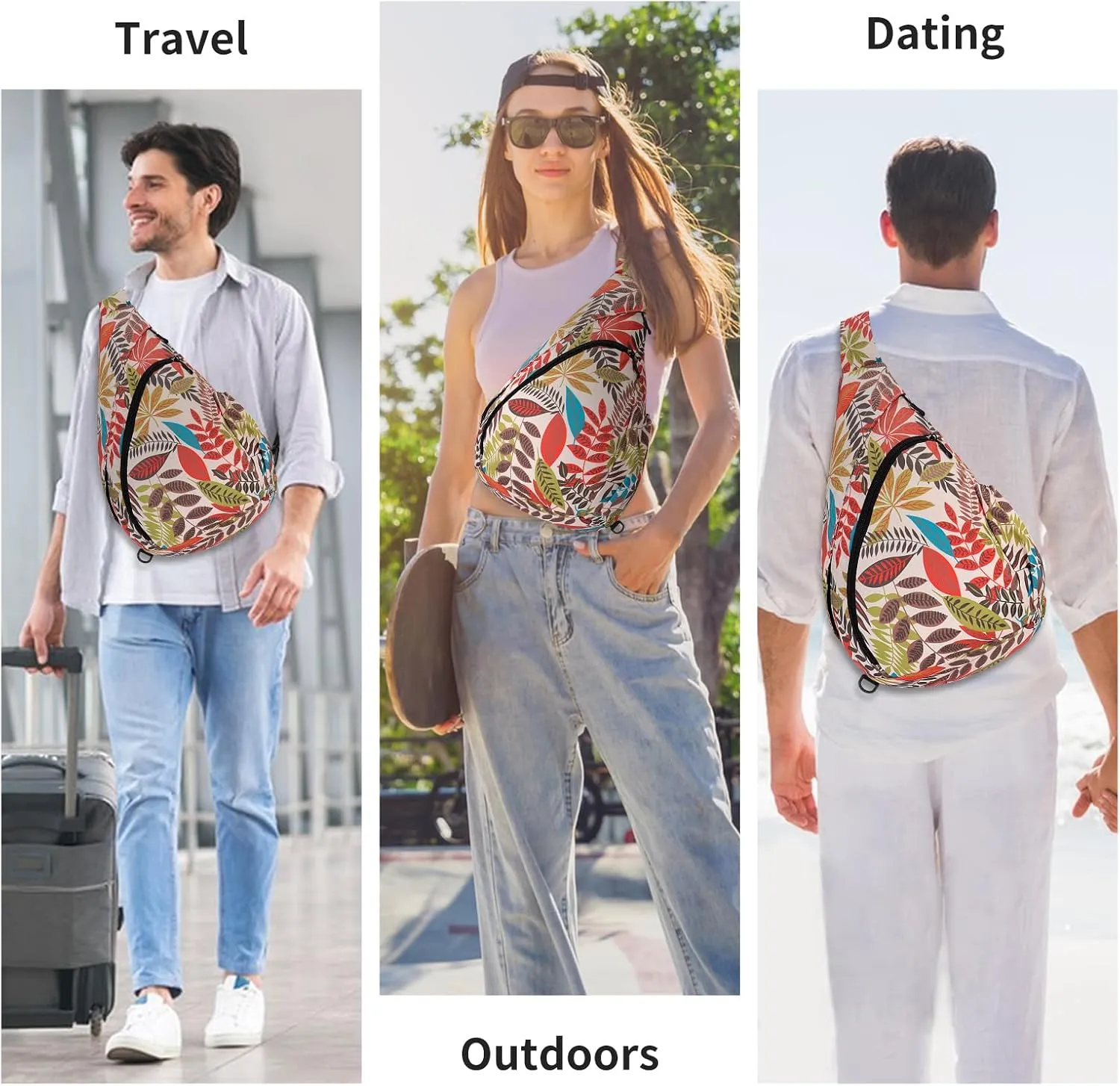 HUA ANGEL Crossbody Sling Bag for Men & Women Lightweight Waterproof Chest Shoulder Bag for Travel Hiking & Everyday Use
