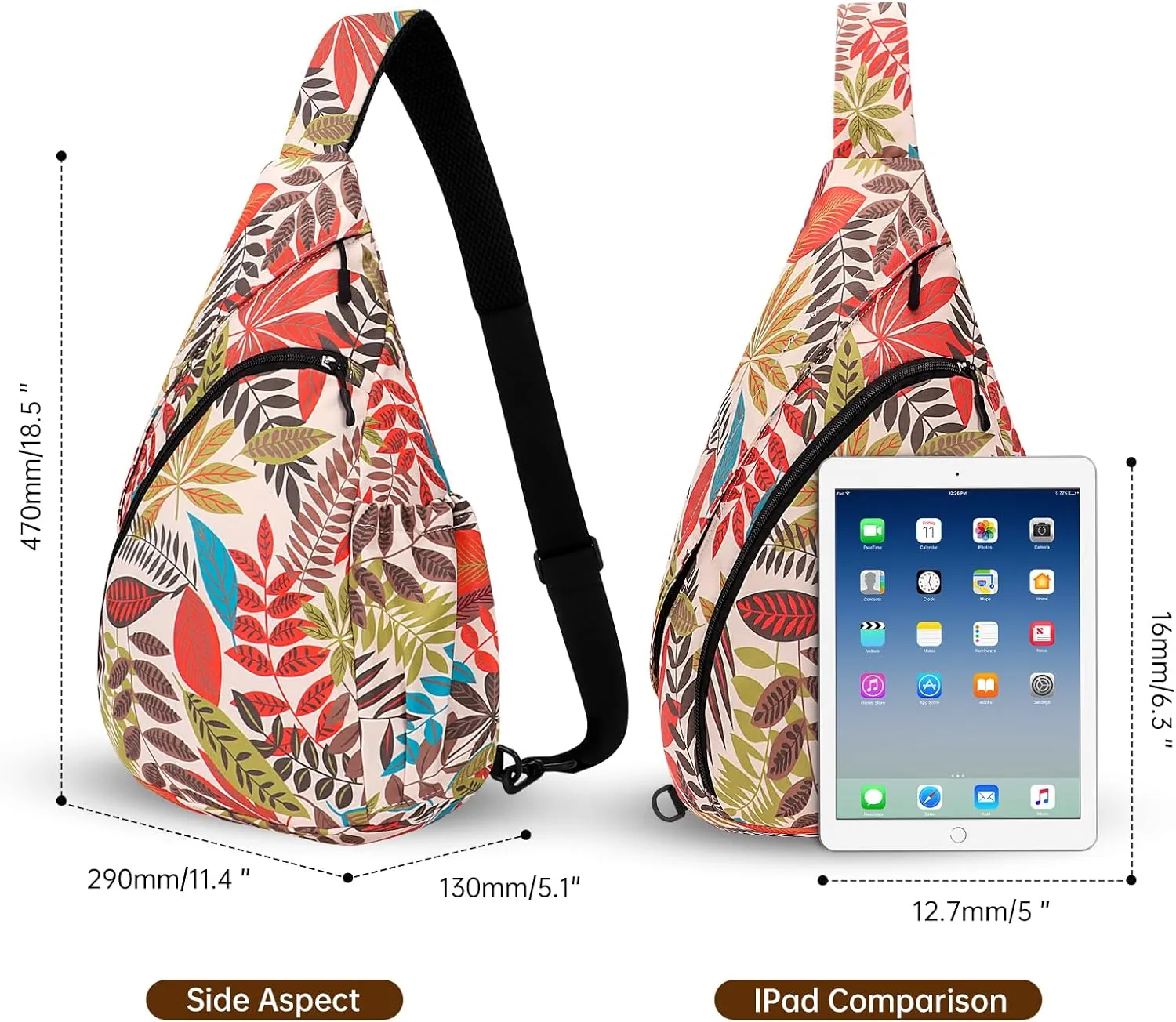 HUA ANGEL Crossbody Sling Bag for Men & Women Lightweight Waterproof Chest Shoulder Bag for Travel Hiking & Everyday Use