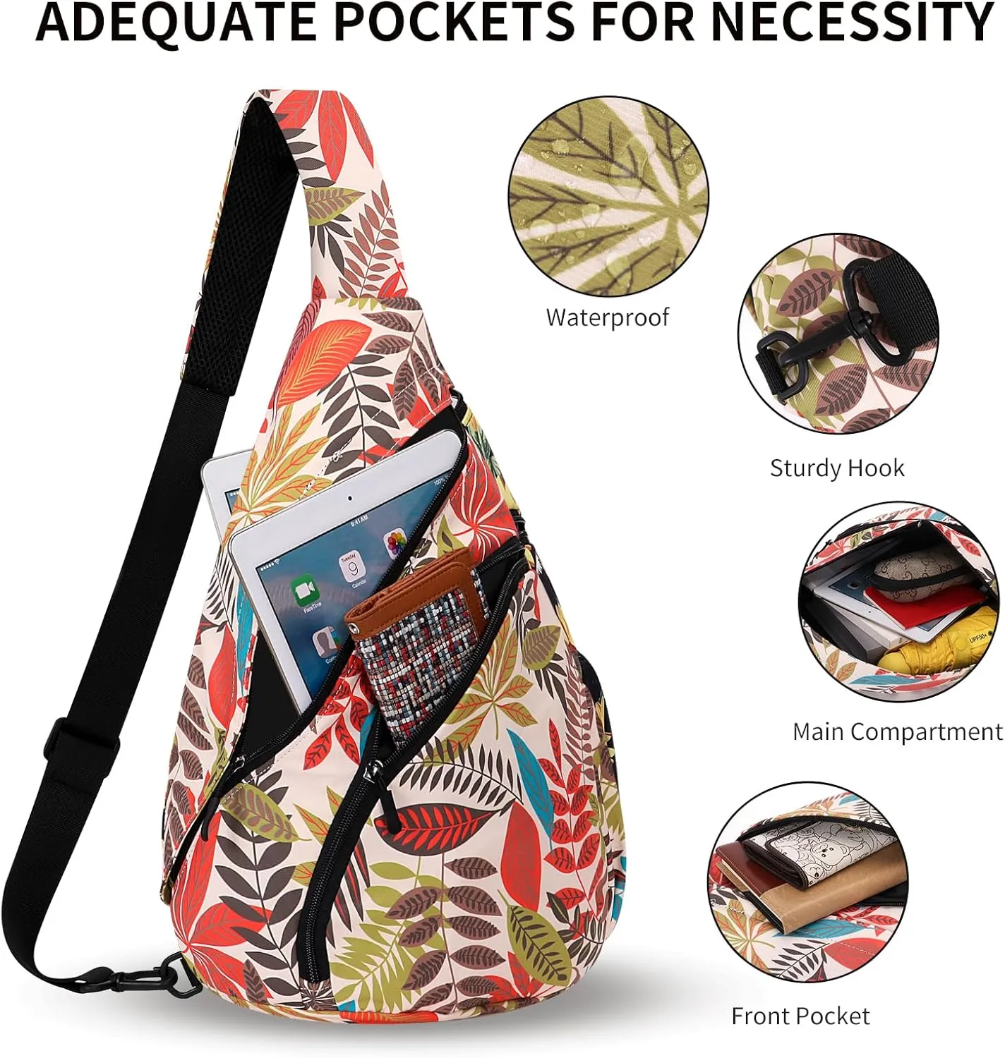 HUA ANGEL Crossbody Sling Bag for Men & Women Lightweight Waterproof Chest Shoulder Bag for Travel Hiking & Everyday Use