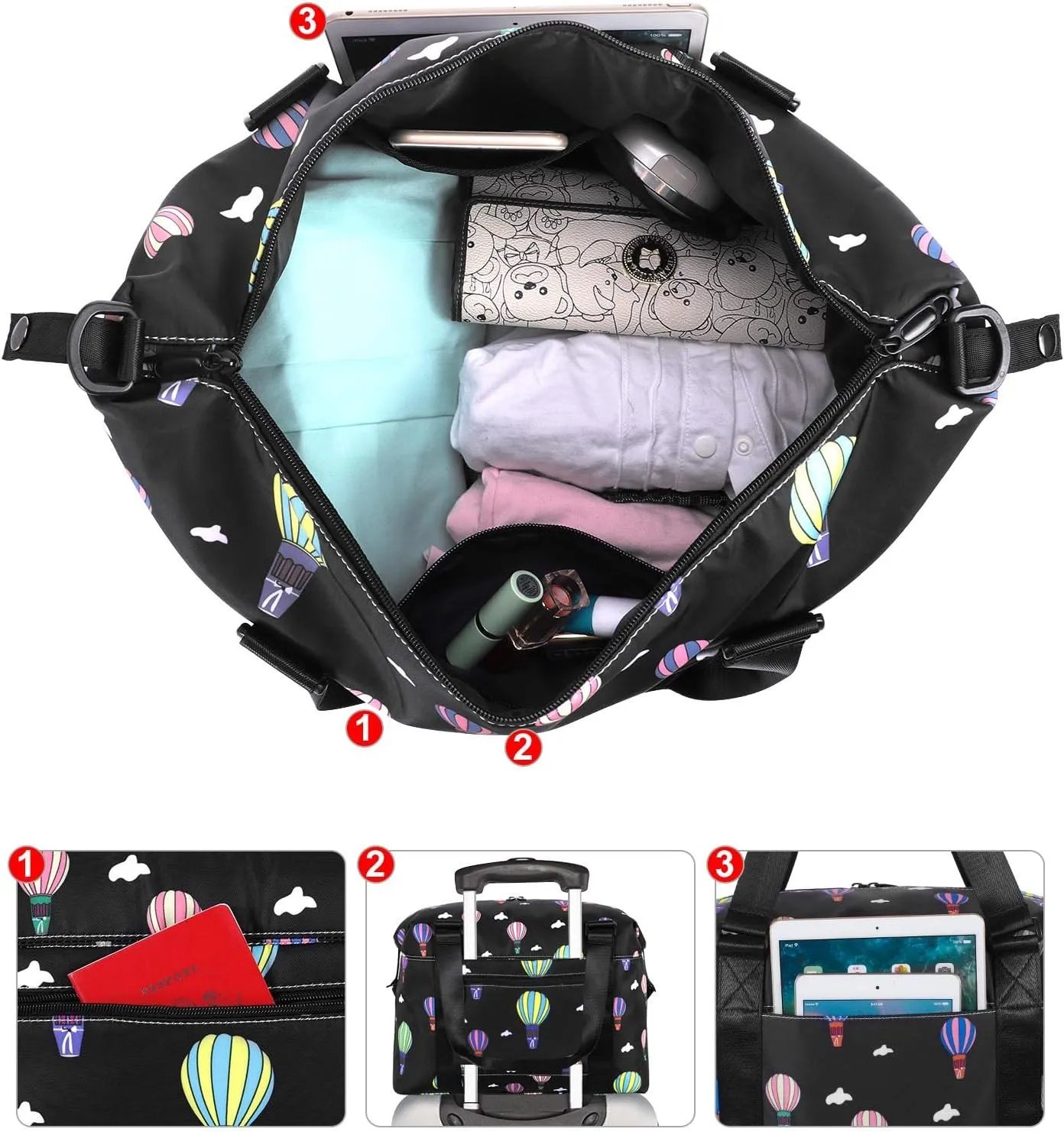 HUA ANGEL Travel Duffel Bag - Medium Size Weekend Overnight Tote Bag for Gym, Sports, Workout - Unisex Fitness Bag with Strap