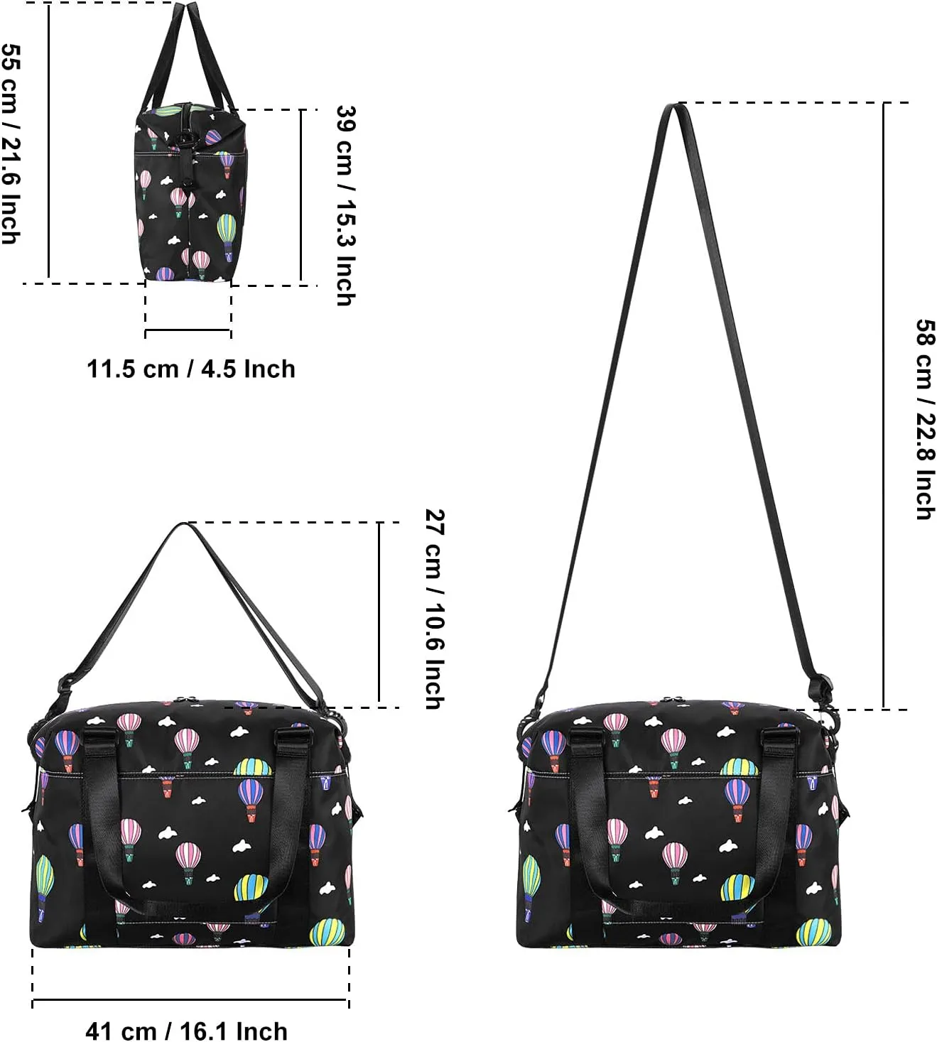 HUA ANGEL Travel Duffel Bag - Medium Size Weekend Overnight Tote Bag for Gym, Sports, Workout - Unisex Fitness Bag with Strap