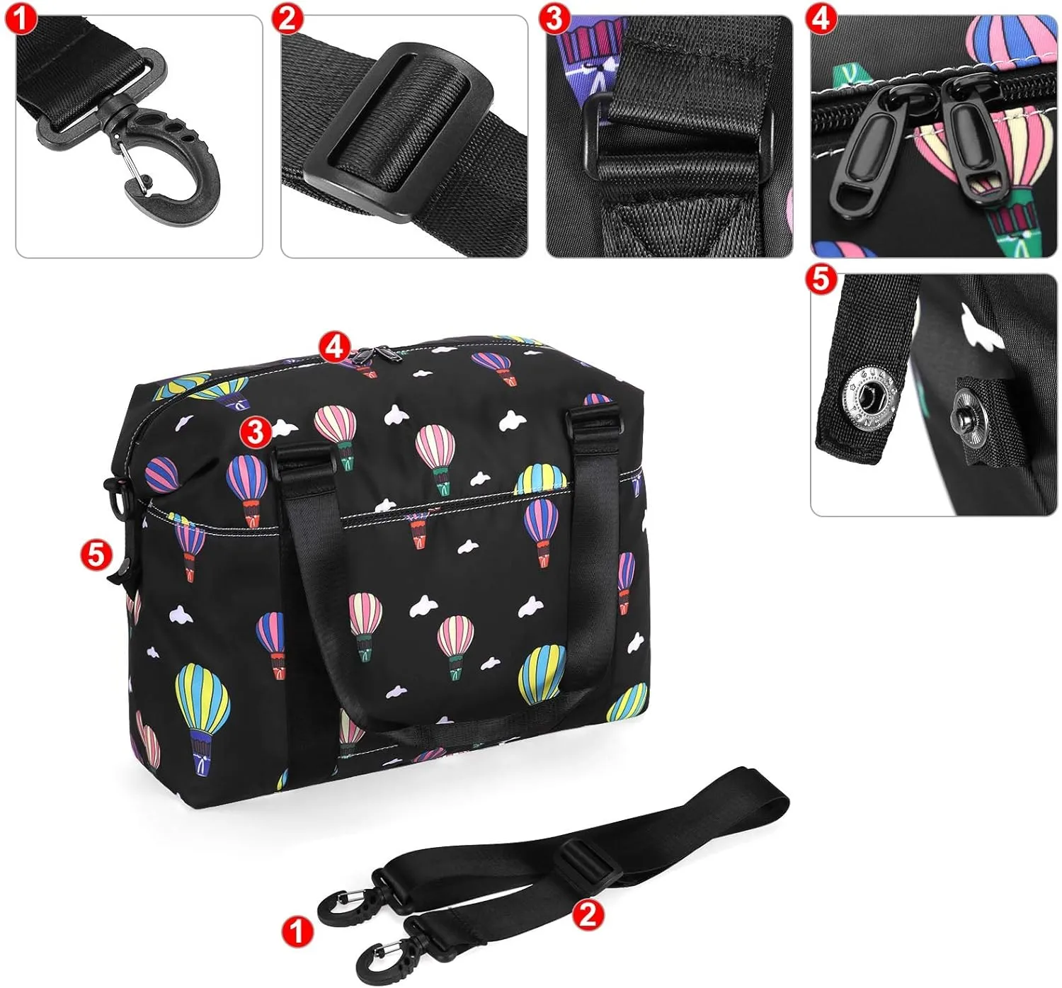 HUA ANGEL Travel Duffel Bag - Medium Size Weekend Overnight Tote Bag for Gym, Sports, Workout - Unisex Fitness Bag with Strap
