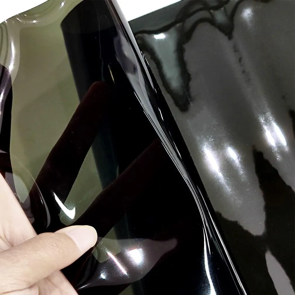 HYANG Solid Colors Transparent PVC Super Clear Holographic Vinyl 1 Roll 12" x 47" (30cm x 120cm) for DIY Bows Earrings Bags DIY Crafts Making (Black)
