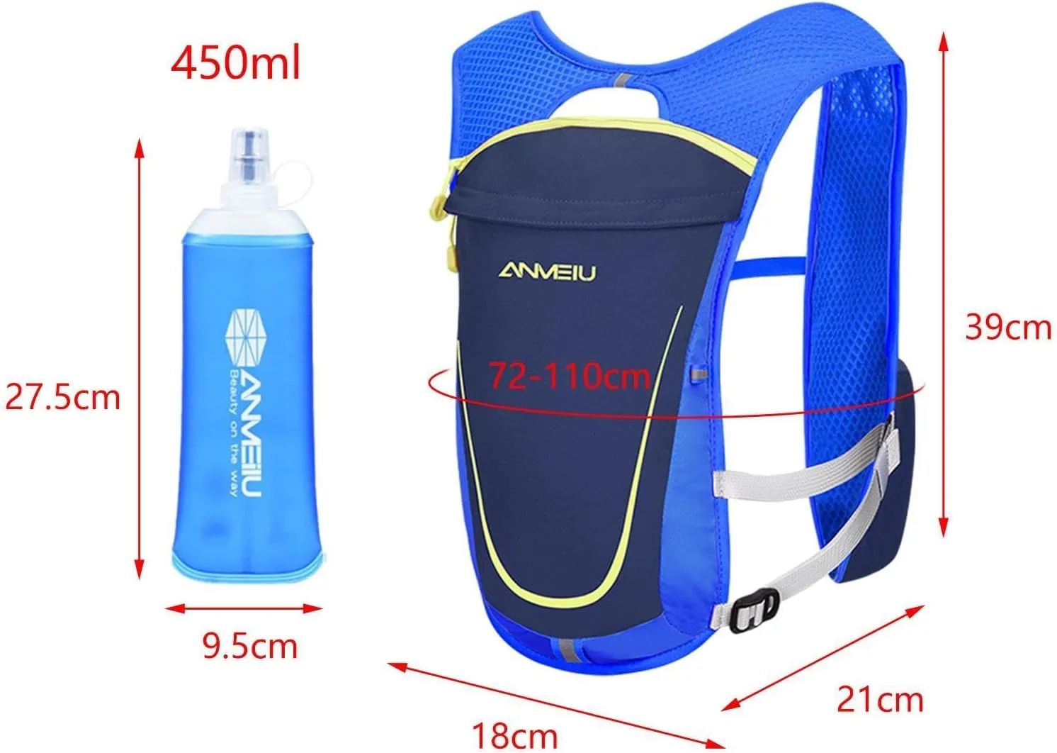 Hydration Vest Hydration Bag with 2Pcs Water Bladders Multi Pockets Breathable Hydration Pack Running Vest for Hiking Biking