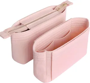 HyFanStr Felt Insert Bag Organizer with Zipper, Small Handbag Purse Organizer Tote Liner Pouch for Women, 2 Piece Set …