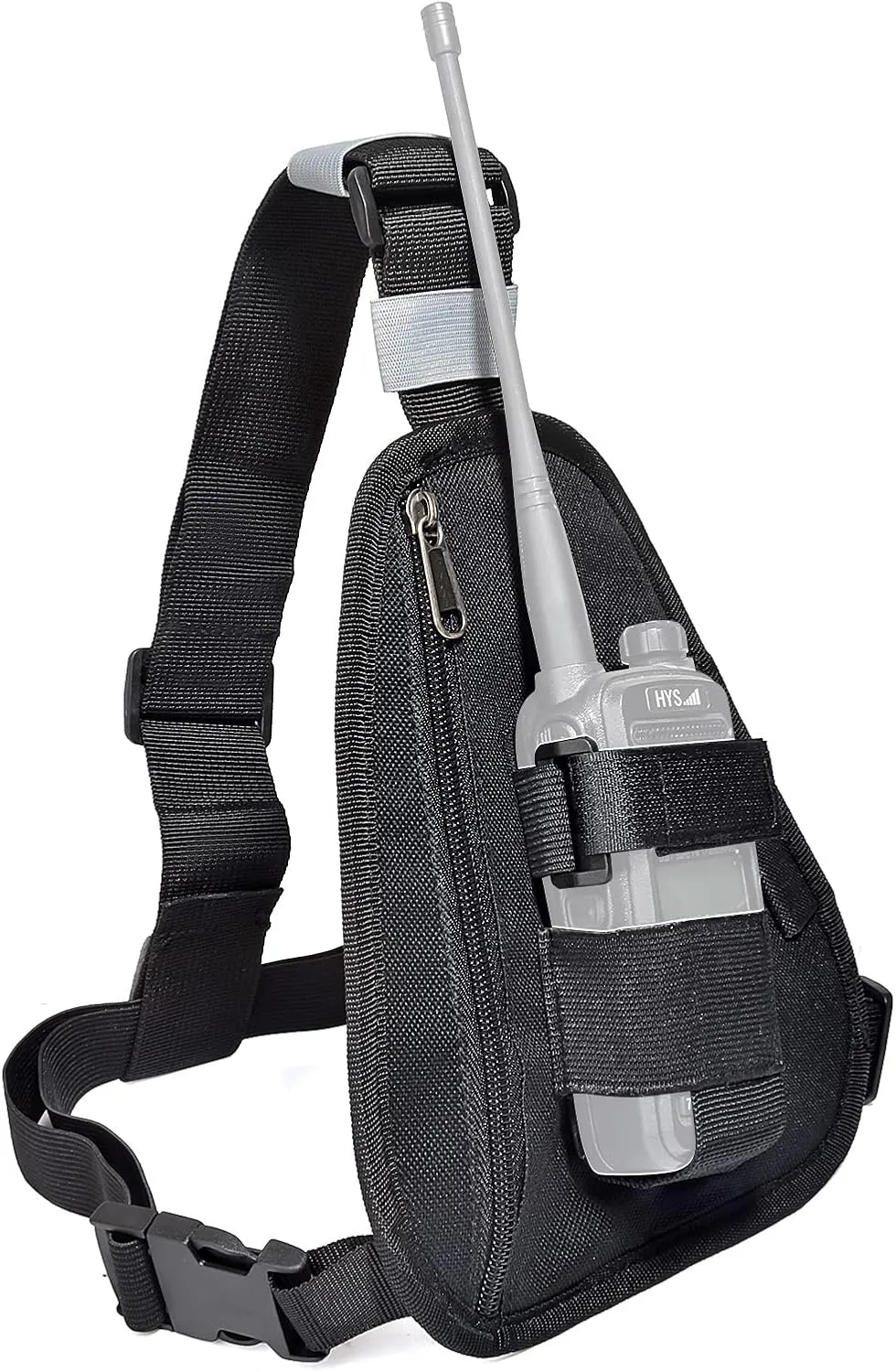 HYS Nylon Chest Harness Pack, Adjustable Shoulder Strap with an Adjustable Single Radio Pouch