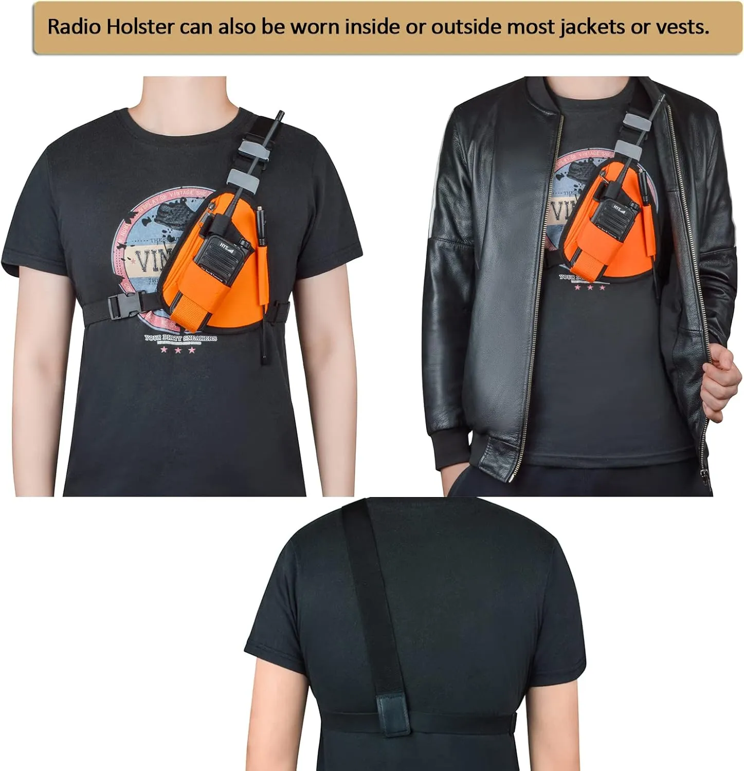 HYS Nylon Chest Harness Pack, Adjustable Shoulder Strap with an Adjustable Single Radio Pouch