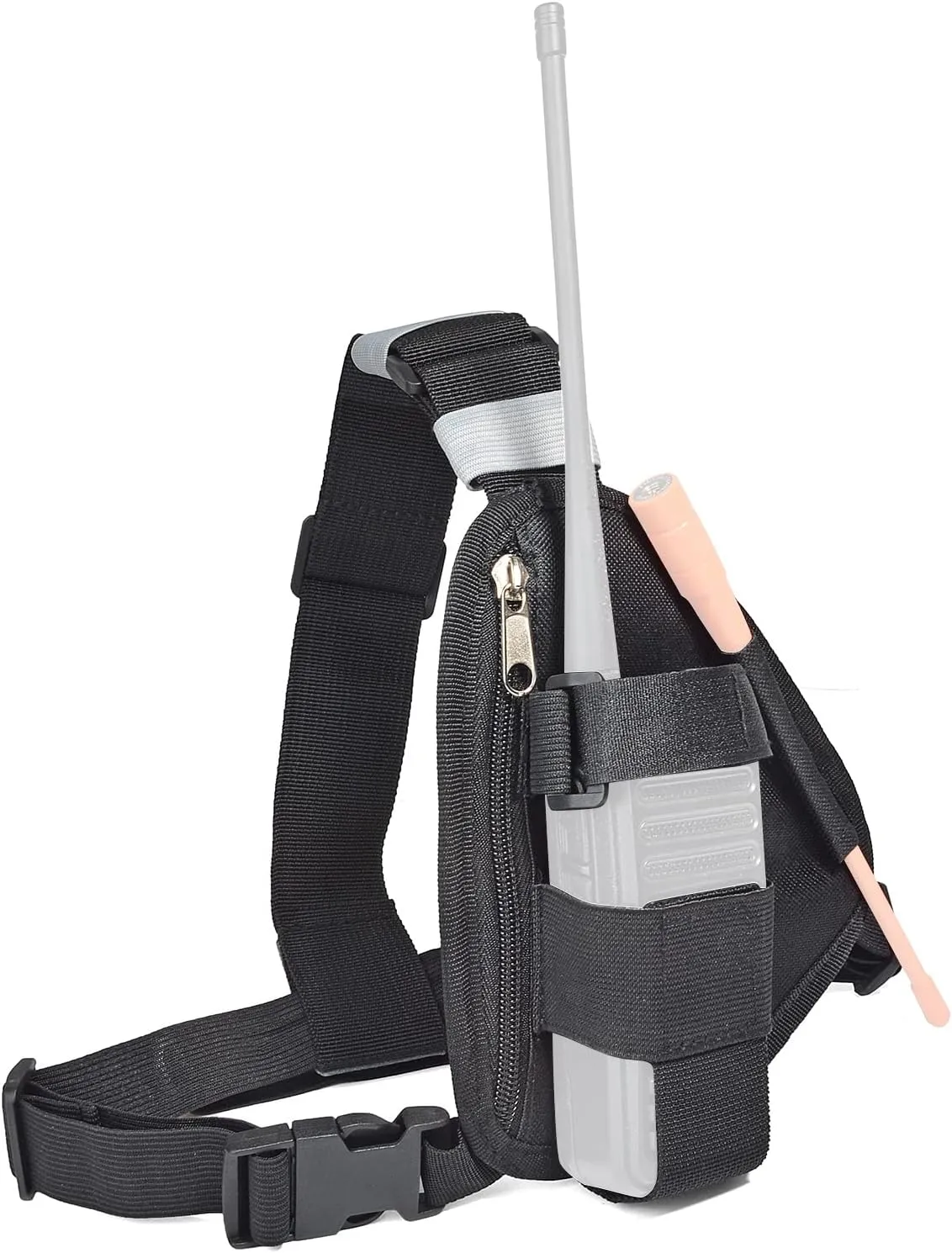 HYS Nylon Chest Harness Pack, Adjustable Shoulder Strap with an Adjustable Single Radio Pouch