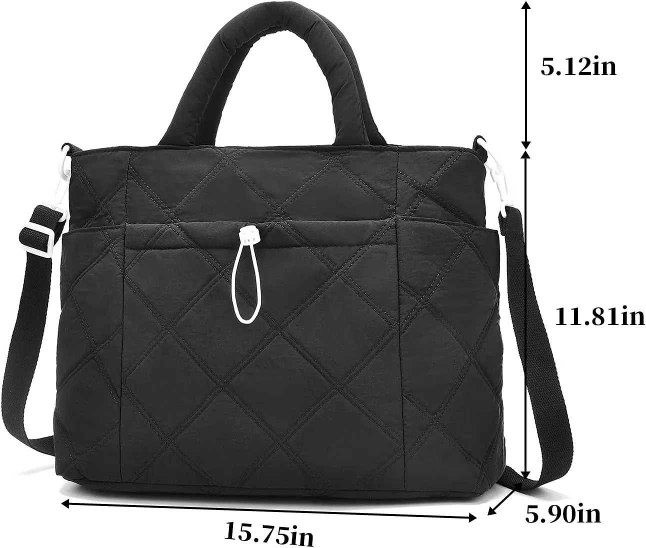 I IHAYNER Puffer Tote Bag for Women Lightweight Top Handle Handbag Large Shoulder Bag with Zipper for Travel Work
