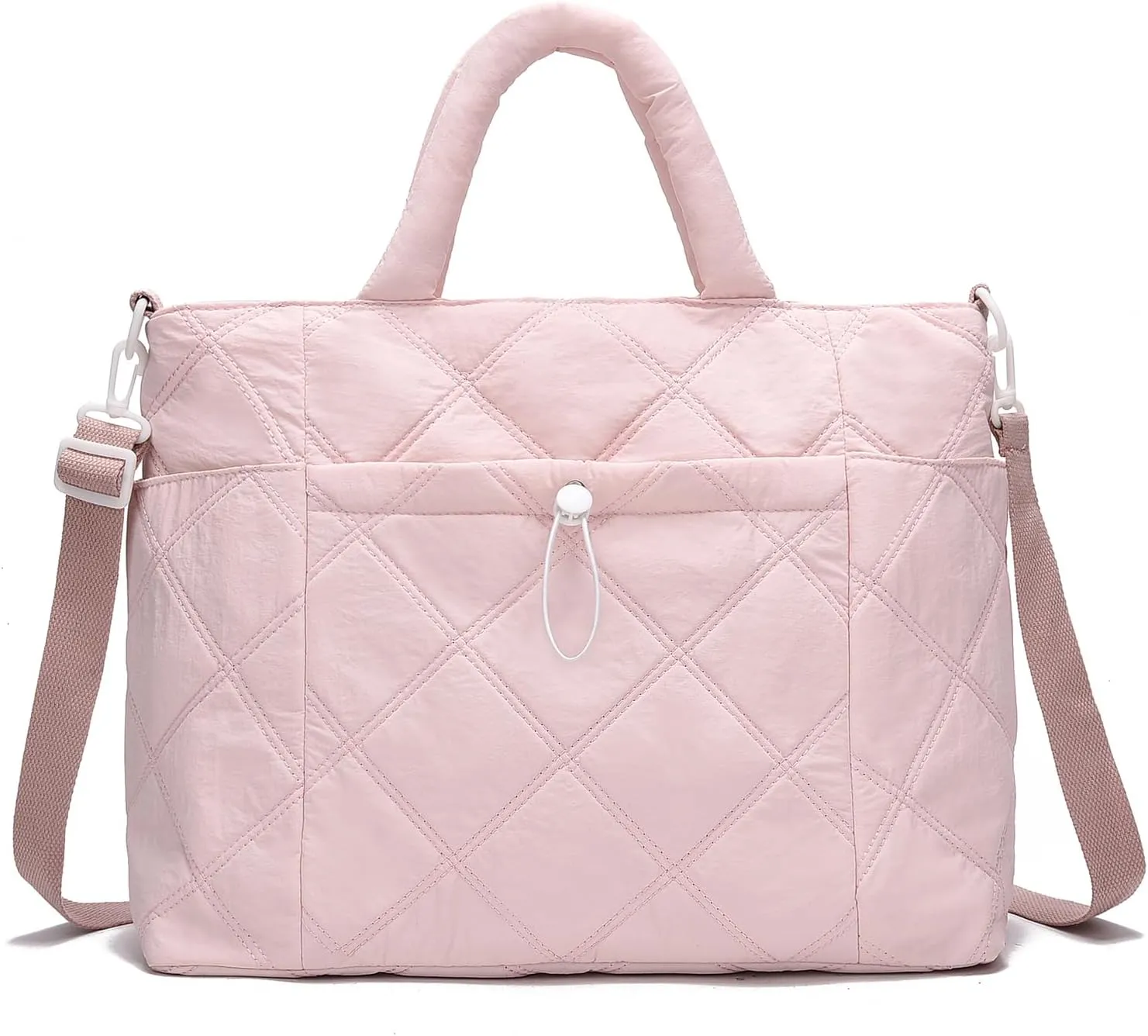 I IHAYNER Puffer Tote Bag for Women Lightweight Top Handle Handbag Large Shoulder Bag with Zipper for Travel Work