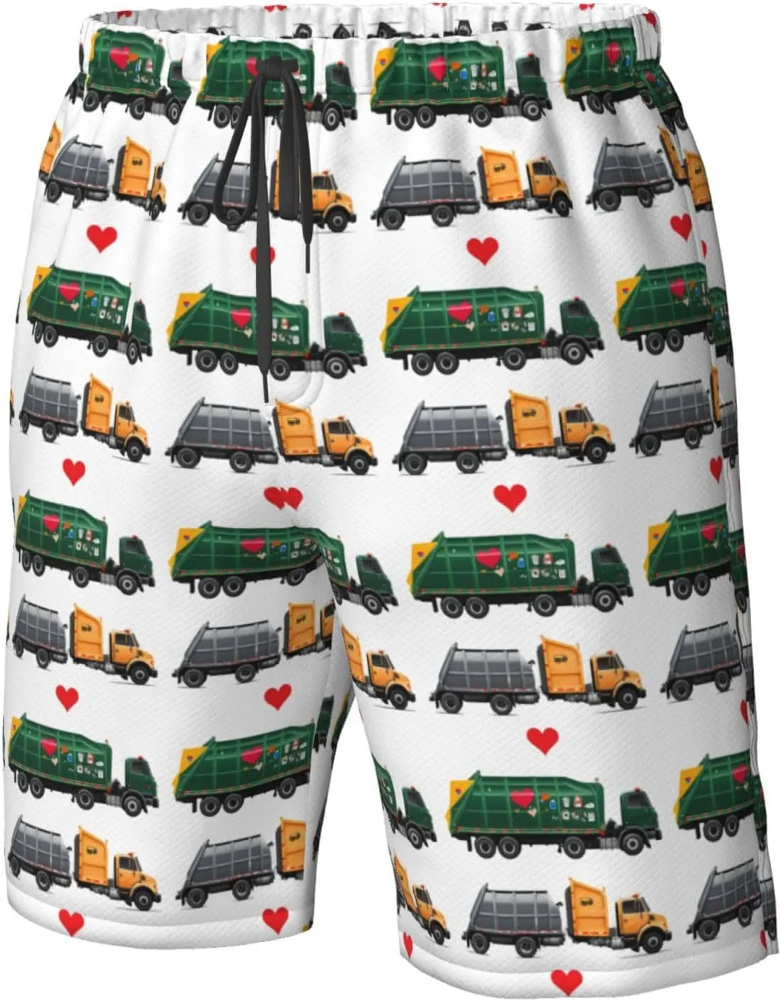 I Love Garbage Trucks Men Casual Beach Pants Outdoor Daily Fitness Summer Clothes Light Breathable Fashion Trousers