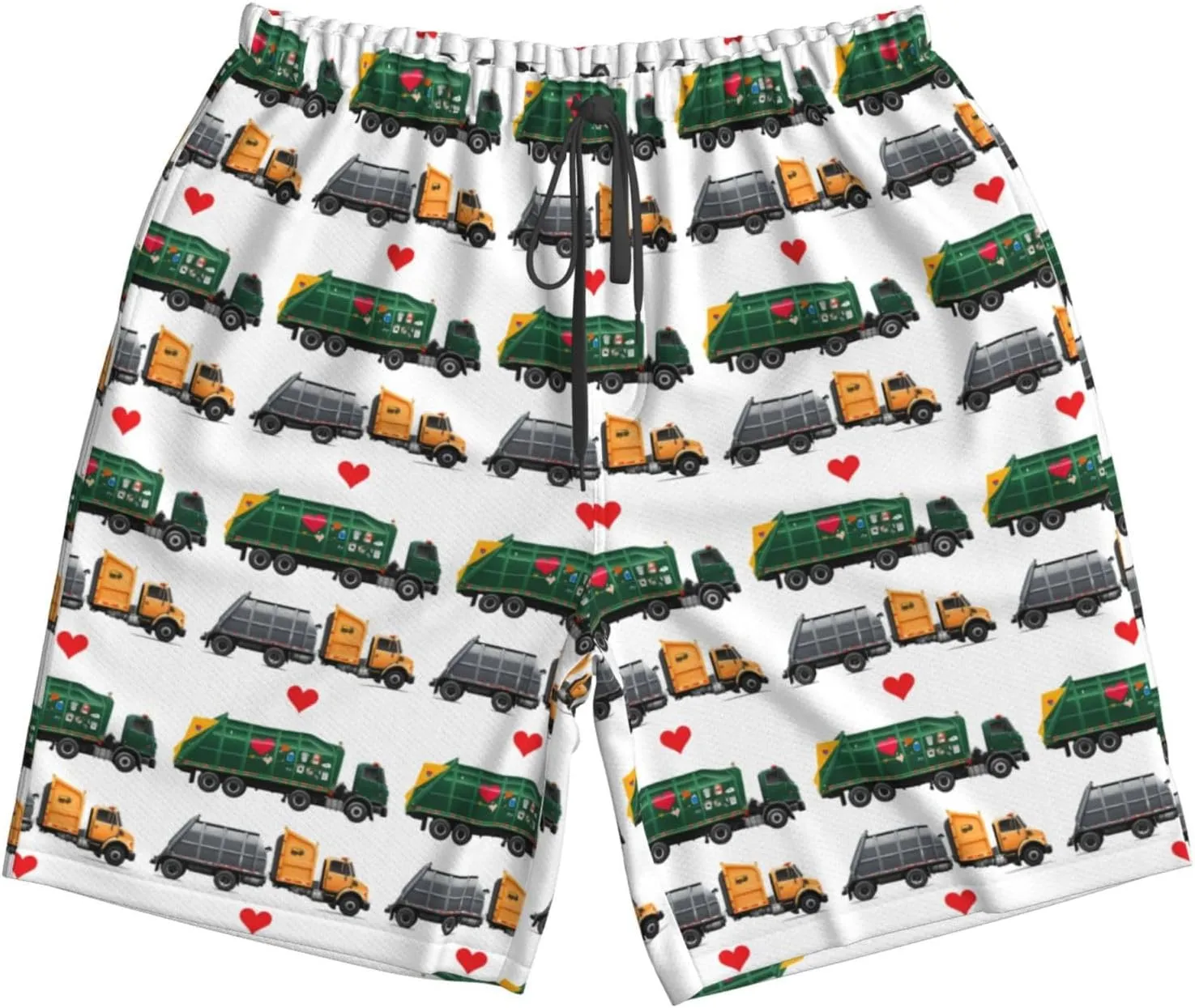 I Love Garbage Trucks Men Casual Beach Pants Outdoor Daily Fitness Summer Clothes Light Breathable Fashion Trousers