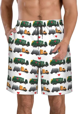 I Love Garbage Trucks Men Casual Beach Pants Outdoor Daily Fitness Summer Clothes Light Breathable Fashion Trousers