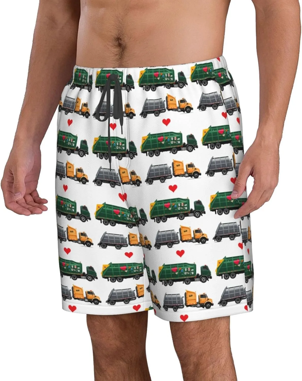 I Love Garbage Trucks Men Casual Beach Pants Outdoor Daily Fitness Summer Clothes Light Breathable Fashion Trousers