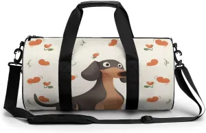 I Love My Dog Dachshunds Gym Bag Small Travel Duffle Bag with Compartment Carry On Weekender Bag for Women Men
