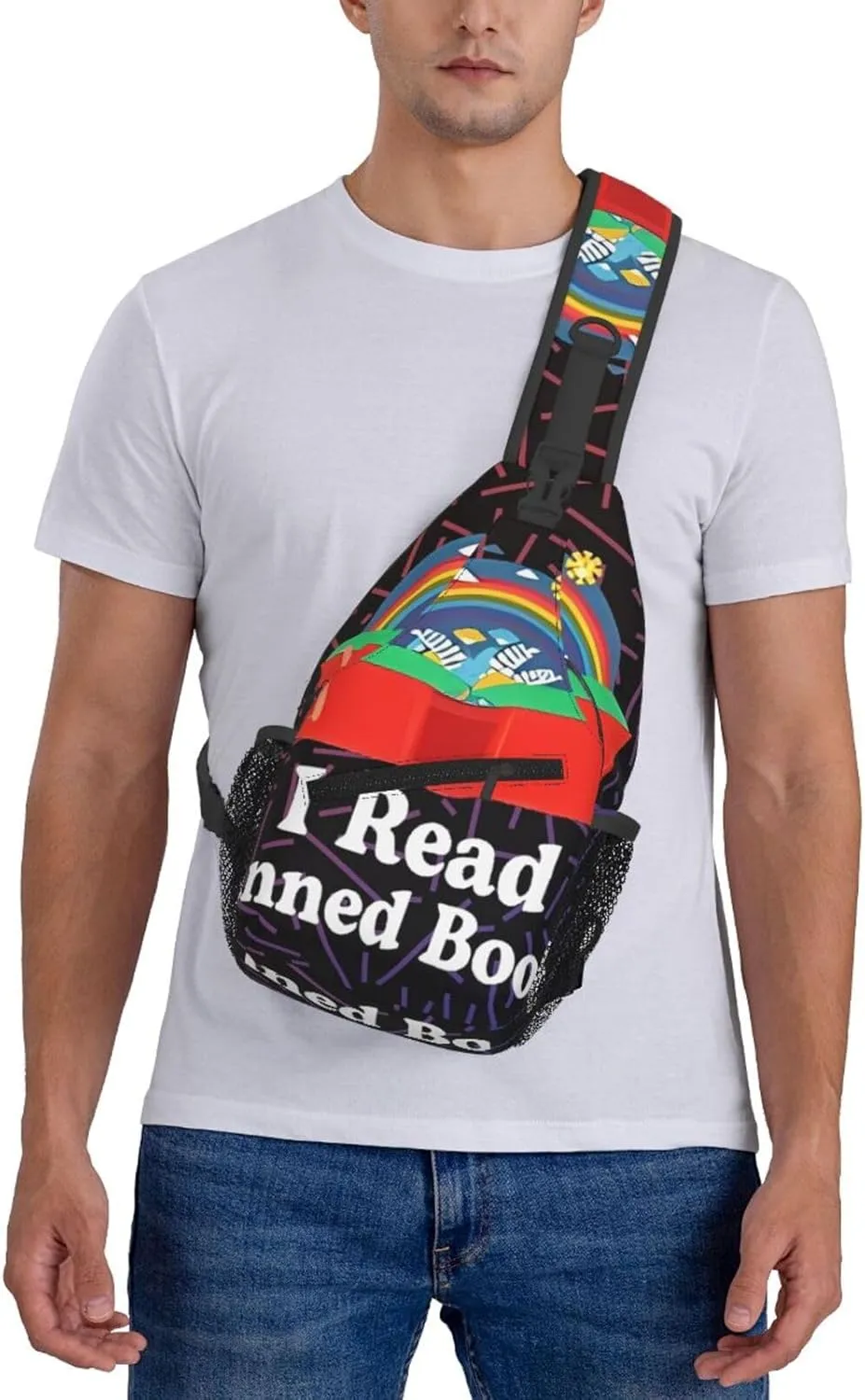 I Read Banned Books Crossbody Backpack For Men Women Sling Shoulder Dachshunds Dog Chest Bag Lightweight One Strap Multipurpose Travel Hiking Daypack