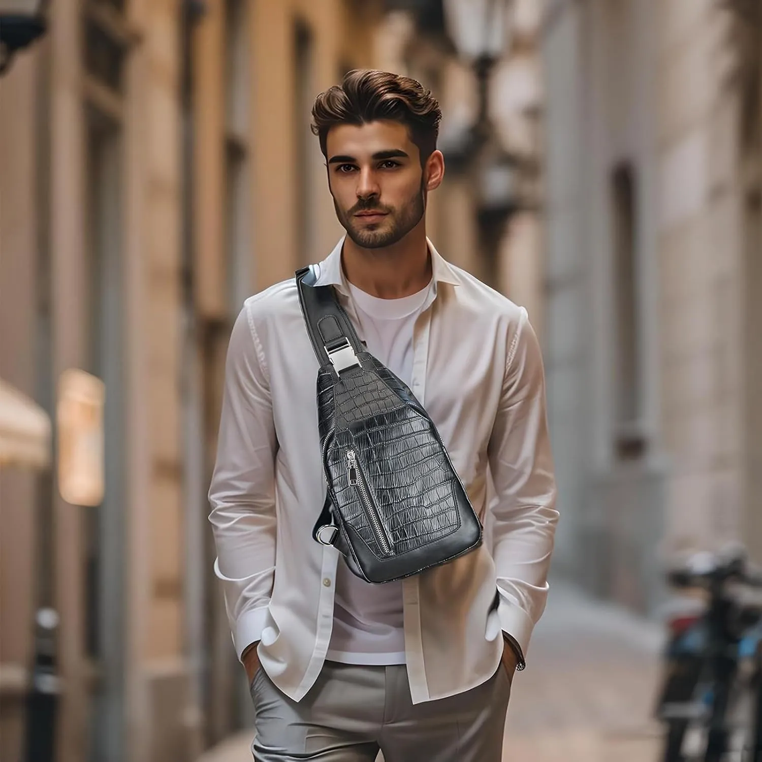 IAGOM Men Chest Bag Crossbody Shoulder Bags Travel Bag Purse for Men with Water Resistant
